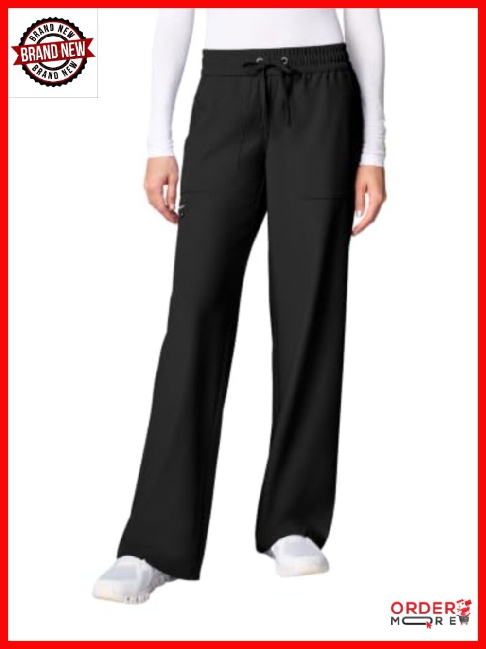 Women's Wide Leg Scrub Pants Elastic Waist Medical